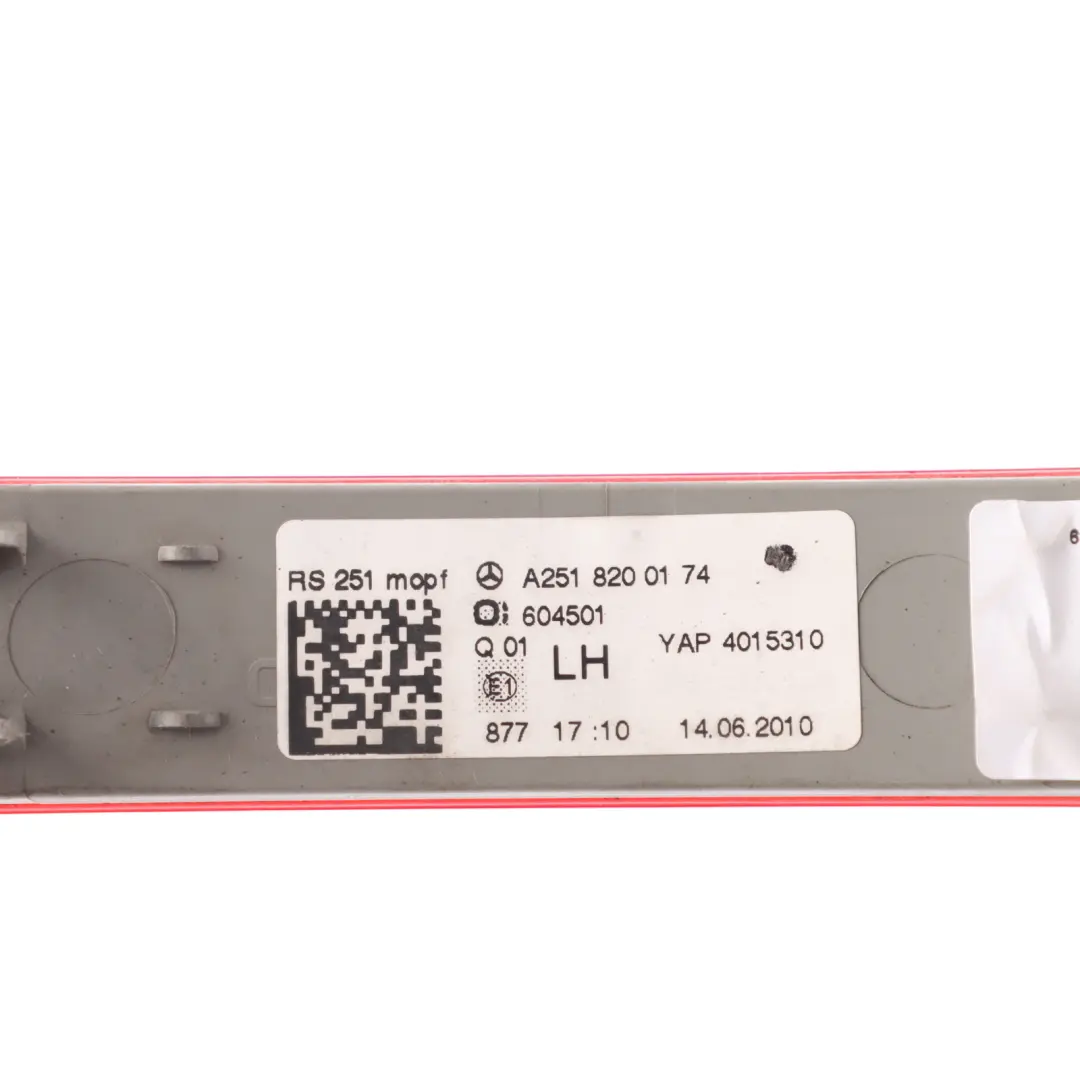 Bumper Trim Reflector Left N/S to Mercedes W251 Rear with Part number A2518200174 Mercedes W251 Rear Bumper Trim Reflector Left N/S - SKU A2518200174 - Part number A2518200174