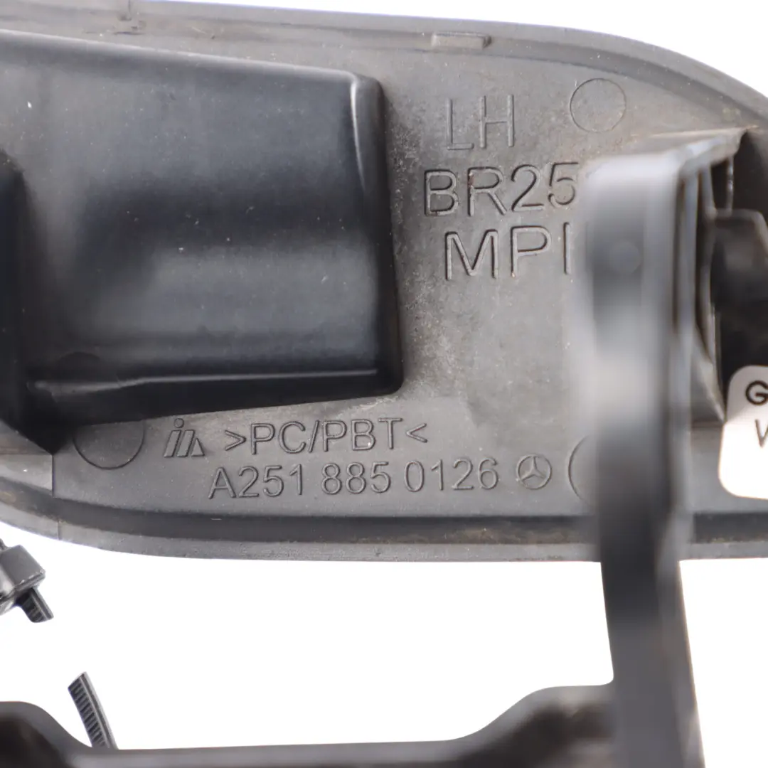 Front Bumper Headlight Wiper Cover Cap Left N/S Obsidian Black-197 to Mercedes W251 with Part number A2518850126 Mercedes W251 Front Bumper Headlight Wiper Cover Cap Left N/S Obsidian Black-197 - SKU A2518850126-OB - Part number A2518850126