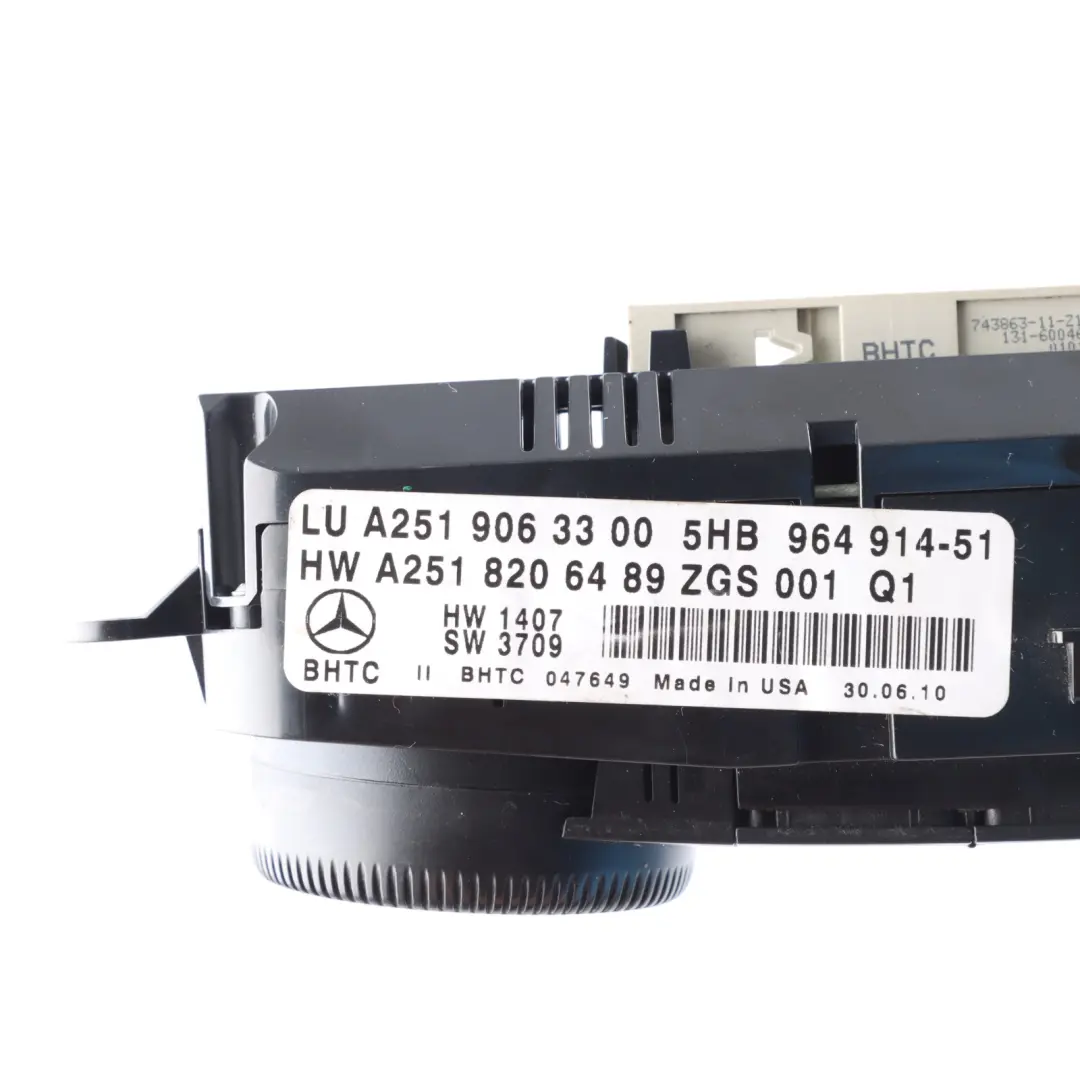 Aire Acondicionado A/C Panel Interruptores para Mercedes V251 con número de pieza A2519063300 Mercedes V251 Aire Acondicionado A/C Panel Interruptores - SKU A2519063300 - Número de pieza A2519063300