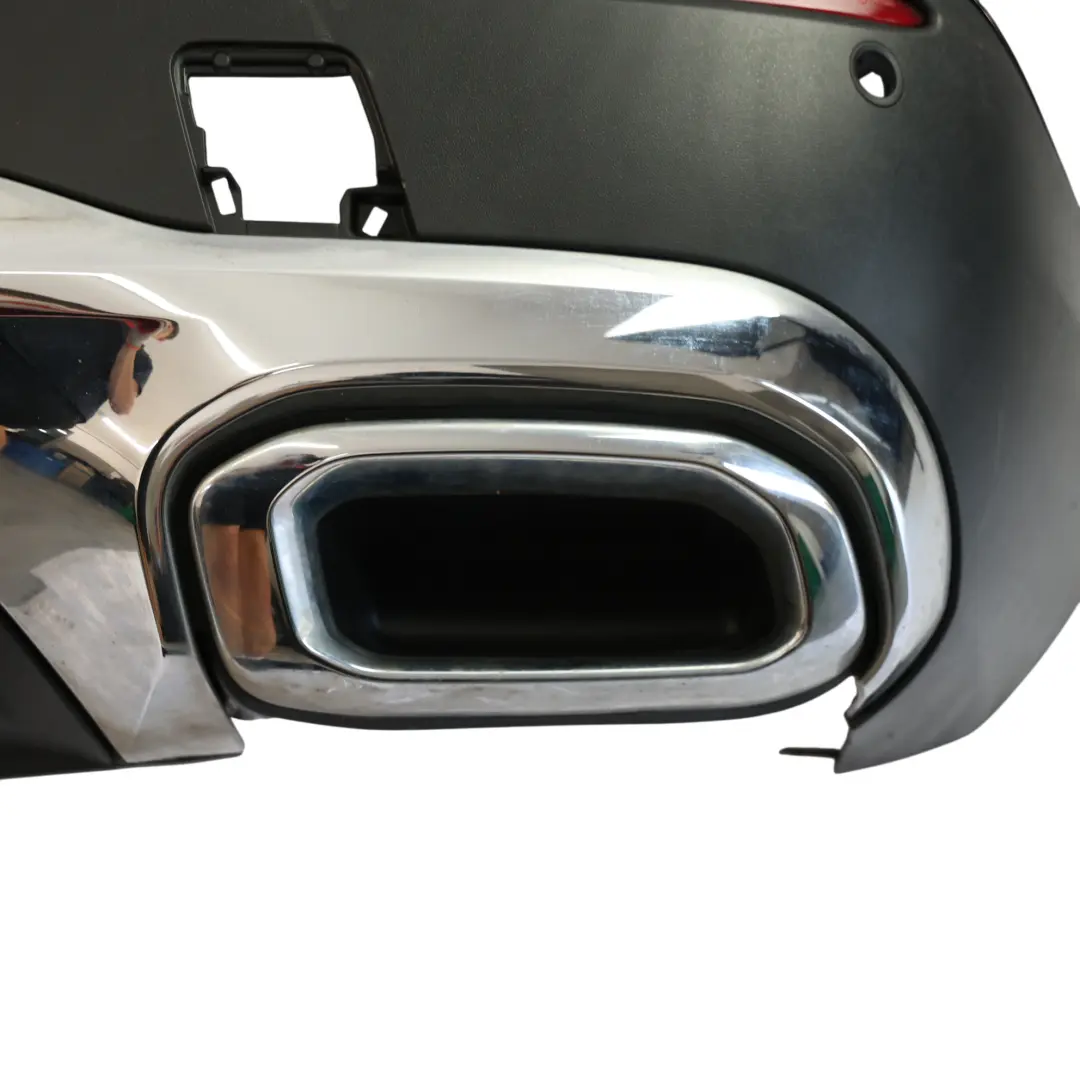Bumper AMG Trim Panel Obsidian Black Metallic - 197 to Mercedes C253 X253 Rear with Part number A2538801403 Mercedes C253 X253 Rear Bumper AMG Trim Panel Obsidian Black Metallic - 197 - SKU A2538801403-OB - Part number A2538801403