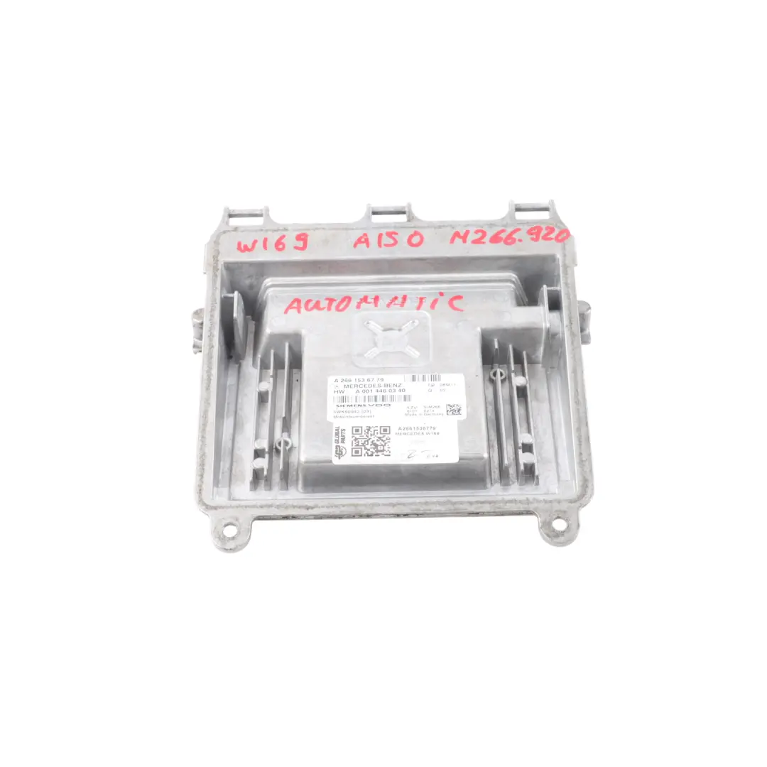 A150 M266.920 95HP Engine Control Module Automatic to Mercedes W169 with Part number A2661536779 Mercedes W169 A150 M266.920 95HP Engine Control Module Automatic - SKU A2661536779 - Part number A2661536779