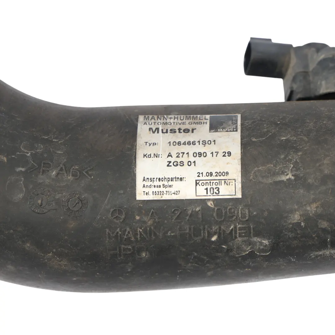 M271 Wąż Przewód Powietrza Turbosprężarki do Mercedes W204 W212 o numerze A2710901729 Mercedes W204 W212 M271 Wąż Przewód Powietrza Turbosprężarki - SKU A2710901729 - Numer Części A2710901729