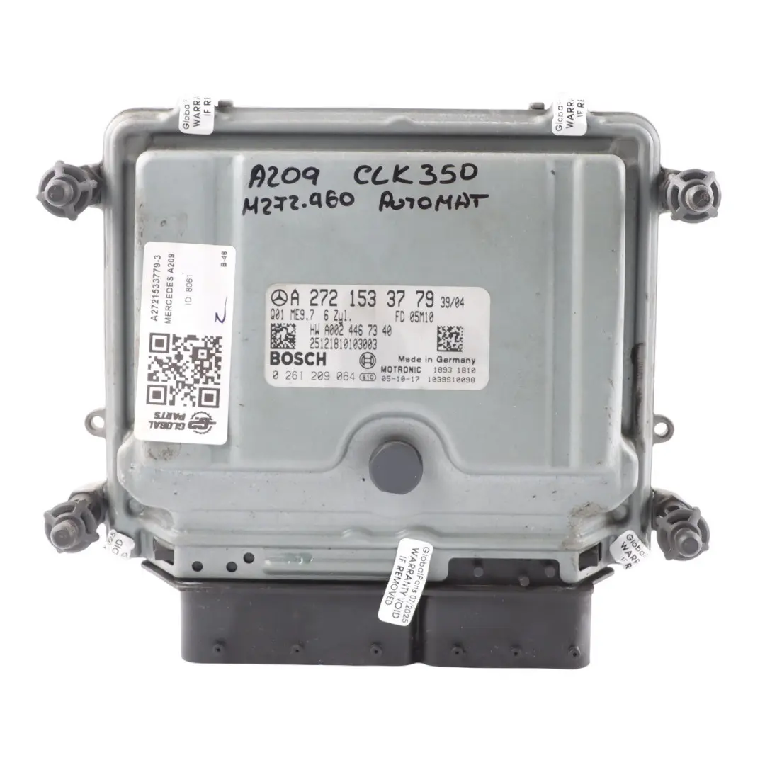 SLK350 272.960 272HP Engine Module ECU Automatic to Mercedes A209 with Part number A2721533779 Mercedes A209 SLK350 272.960 272HP Engine Module ECU Automatic - SKU A2721533779-3 - Part number A2721533779