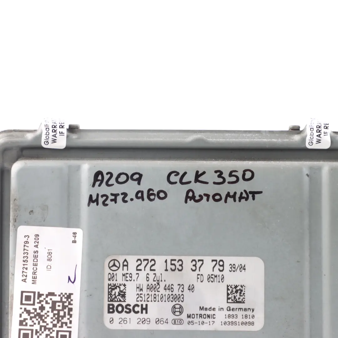 SLK350 272.960 272HP Engine Module ECU Automatic to Mercedes A209 with Part number A2721533779 Mercedes A209 SLK350 272.960 272HP Engine Module ECU Automatic - SKU A2721533779-3 - Part number A2721533779