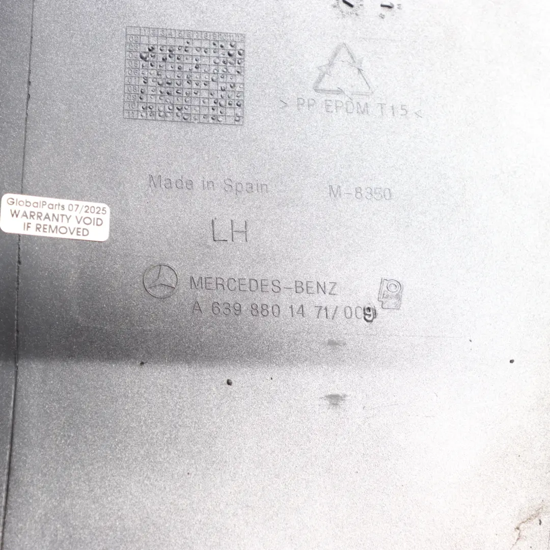 Bumper Left N/S Side Corner Trim Brilliant Silver - 9744 to Mercedes Vito W639 Rear with Part number A6398801471 Mercedes Vito W639 Rear Bumper Left N/S Side Corner Trim Brilliant Silver - 9744 - SKU A6398801471-BRS - Part number A6398801471