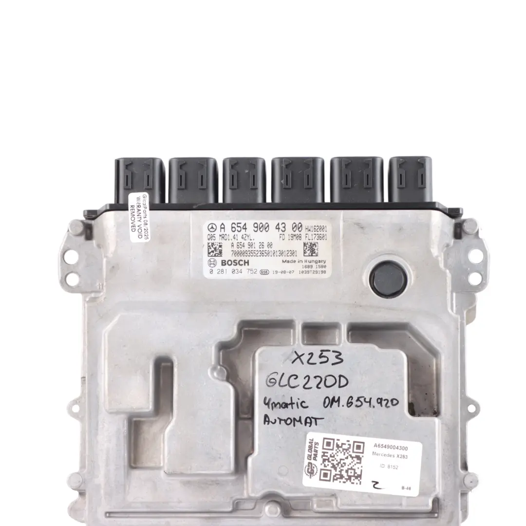 Mercedes X253 GLC220 4Matic OM654.920 Engine Control ECU Automatic - SKU A6549004300 - Part number A6549004300