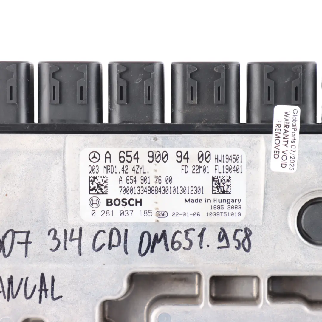 Mercedes W906 314 CDI 651.958 143HP Engine Control ECU Manual - SKU A6549009400-5 - Part number A6549009400