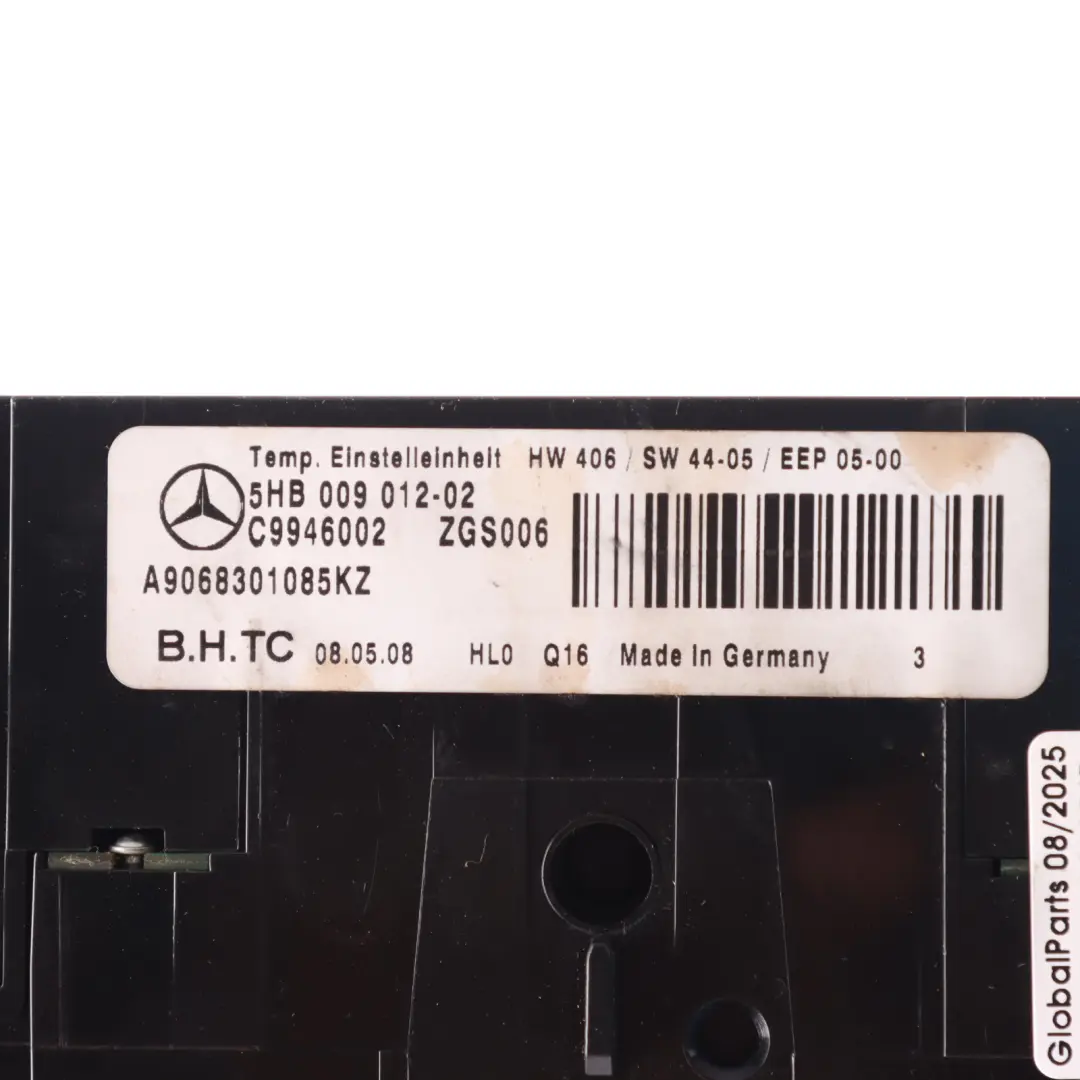 Condition Heater Climate Control Switch Panel to Mercedes W906 Air with Part number A9068301085 Mercedes W906 Air Condition Heater Climate Control Switch Panel - SKU A9068301085 - Part number A9068301085