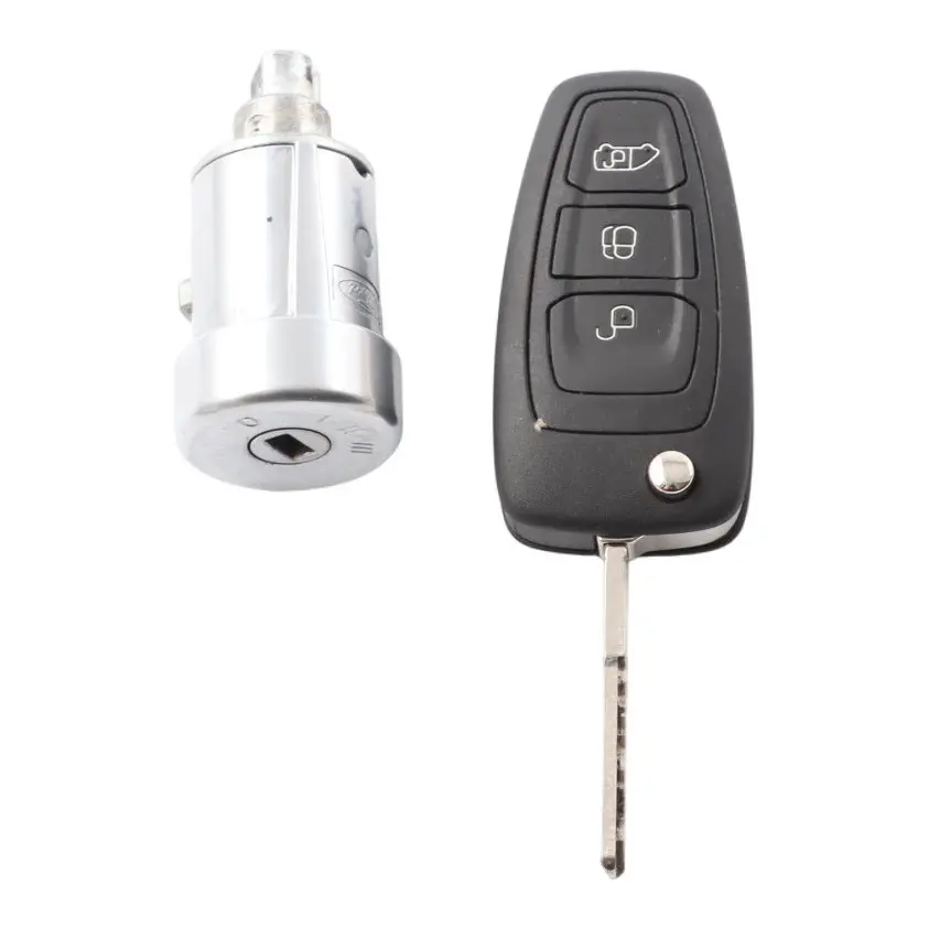 Ford Transit Custom Ignition Cylinder Lock Barrel Key Fob Remote Set BK2A3677AD