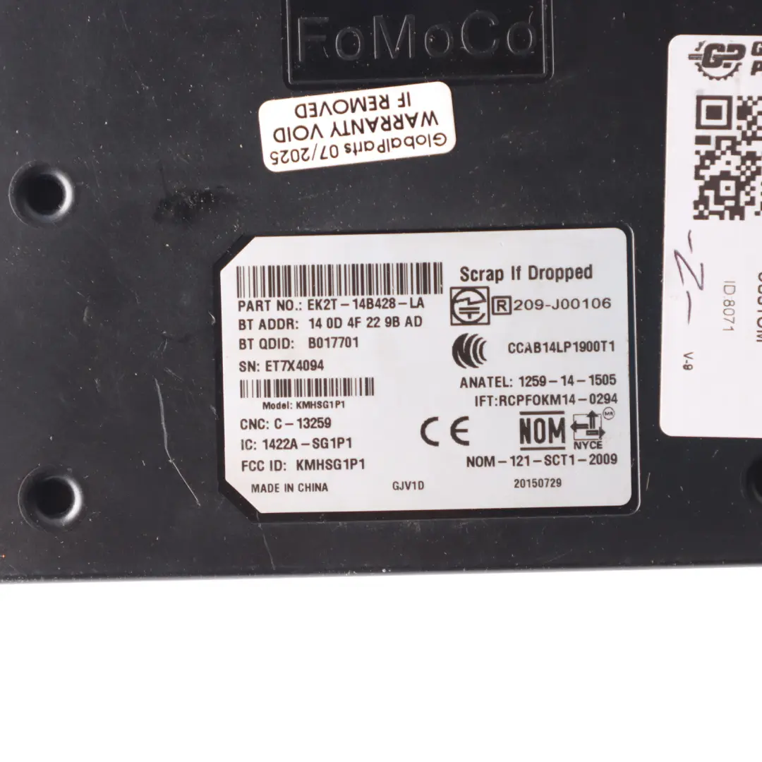 Bluetooth Control Module Unit ECU to Ford Transit Connect with Part number EK2T14B428LA Ford Transit Connect Bluetooth Control Module Unit ECU - SKU EK2T14B428LA - Part number EK2T14B428LA