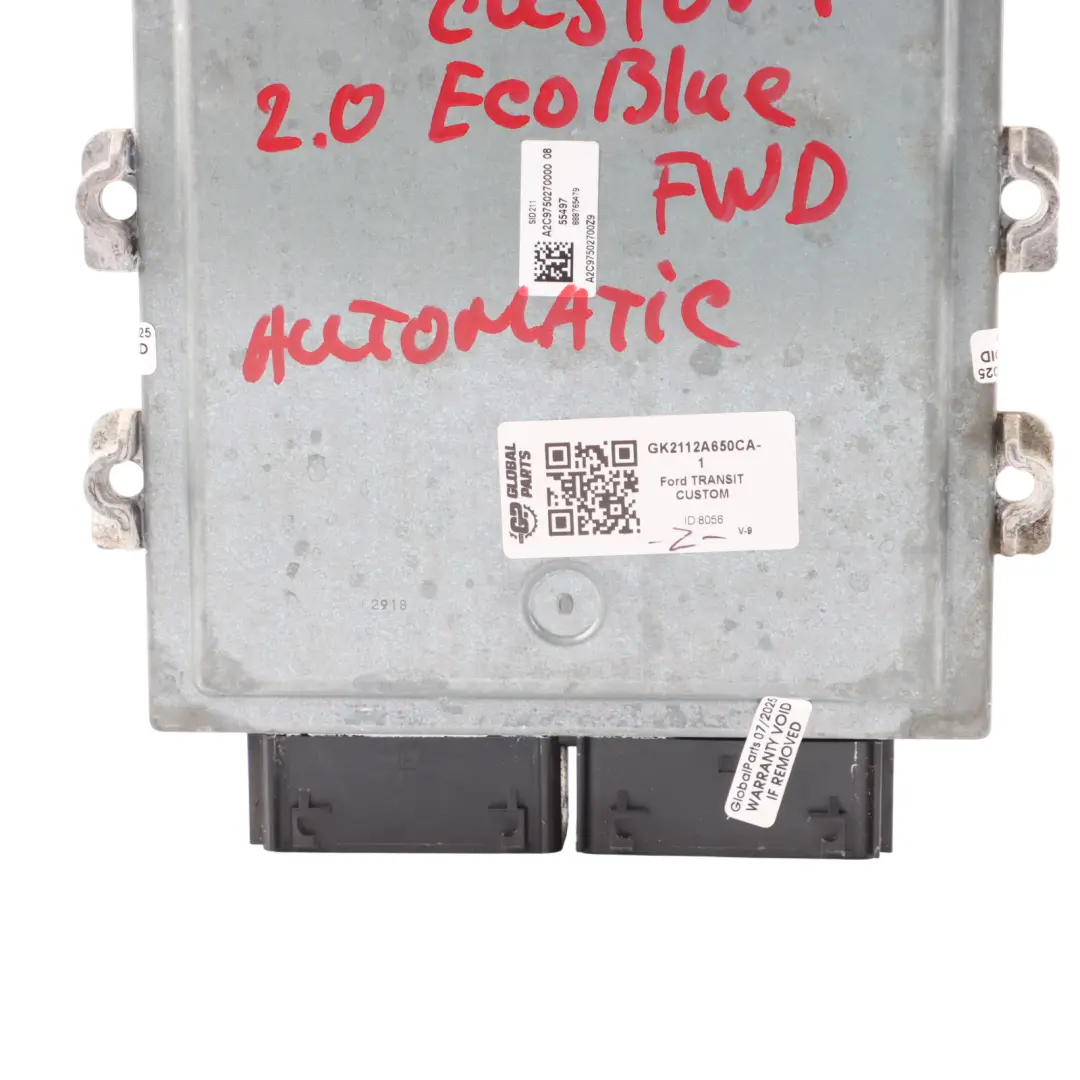 Ford Transit Custom 2.0 EcoBlue 170HP FWD Engine ECU GK21-12A650-CA Automatic - SKU GK2112A650CA-1 - Part number GK2112A650CA-1