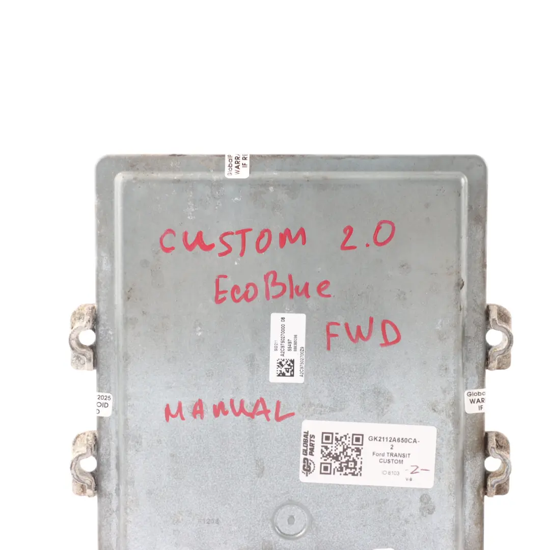 Ford Transit Custom 2.0 EcoBlue 130HP FWD Engine ECU GK21-12A650-CA Manual - SKU GK2112A650CA-2 - Part number GK2112A650CA