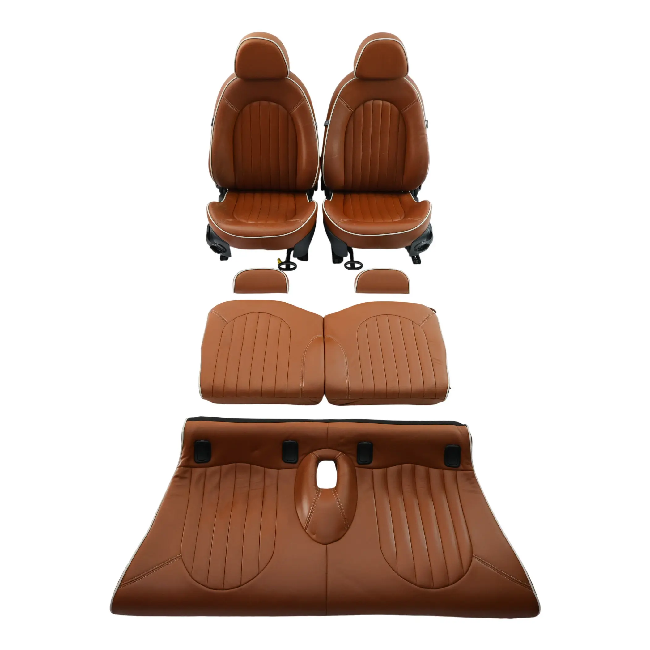 Mini R52 Riscaldato Sport Marrone Pelle Sedili Anteriori Posteriori Marciapiede