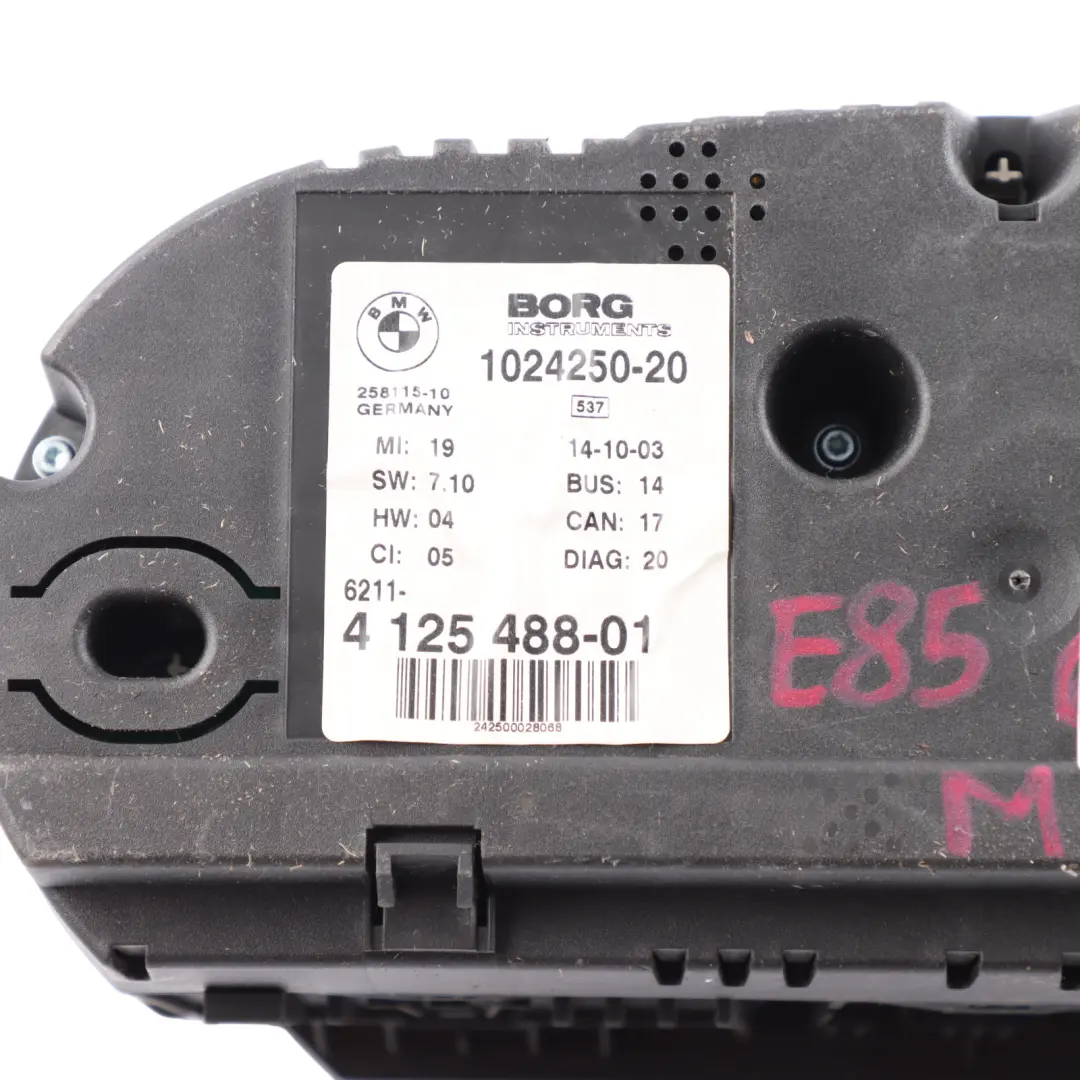 Instrument Cluster Speedo Clocks MPH Manual to BMW Z4 E85 Petrol with Part number 4125488 BMW Z4 E85 Petrol Instrument Cluster Speedo Clocks MPH Manual - SKU RHD-4125488-1 - Part number 4125488