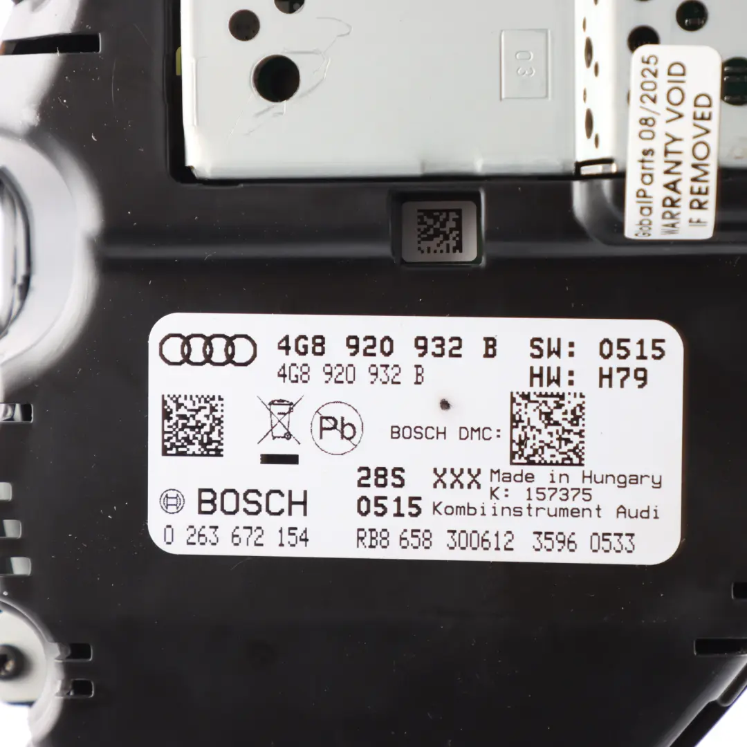 Instrument Cluster Speedometer Clocks Petrol Automatic to Audi A6 C7 with Part number 4G8920932B Audi A6 C7 Instrument Cluster Speedometer Clocks Petrol Automatic - SKU RHD-4G8920932B - Part number 4G8920932B