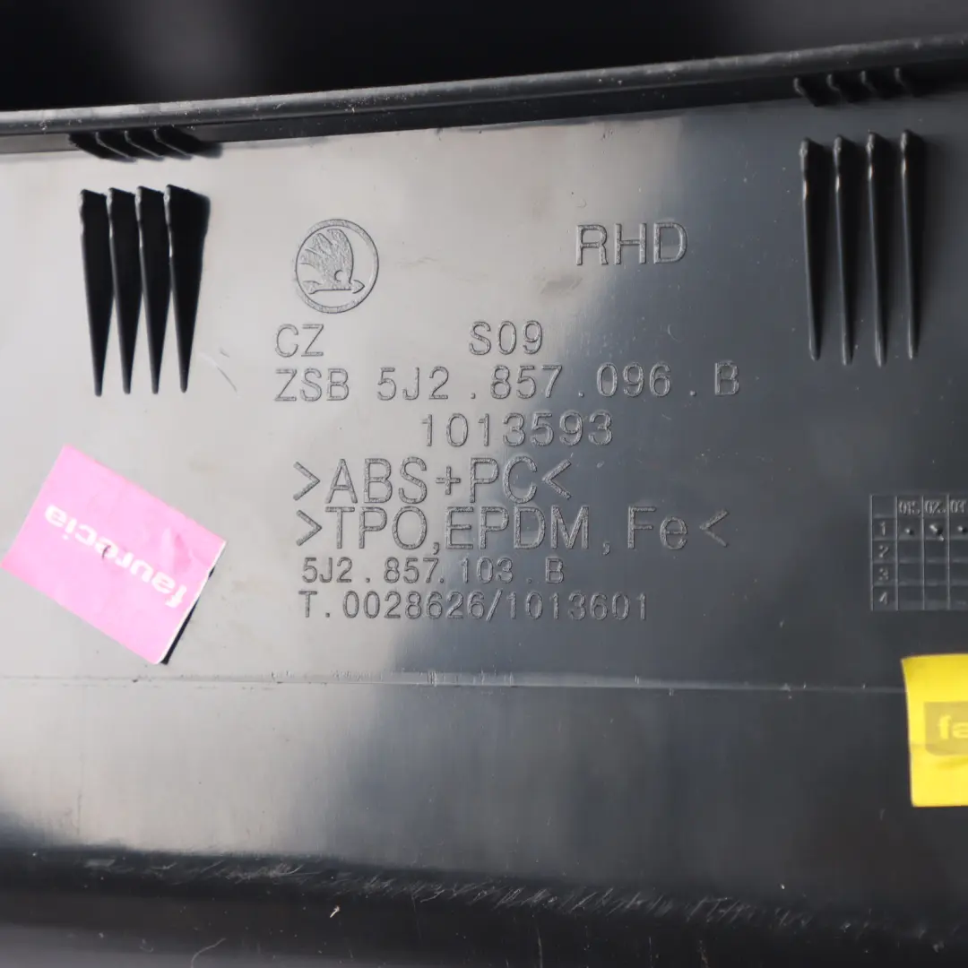 Skoda Fabia 5J Glove Box Compartment Dashboard Storage Passenger Side - SKU RHD-5J2857096B - Part number 5J2857096B