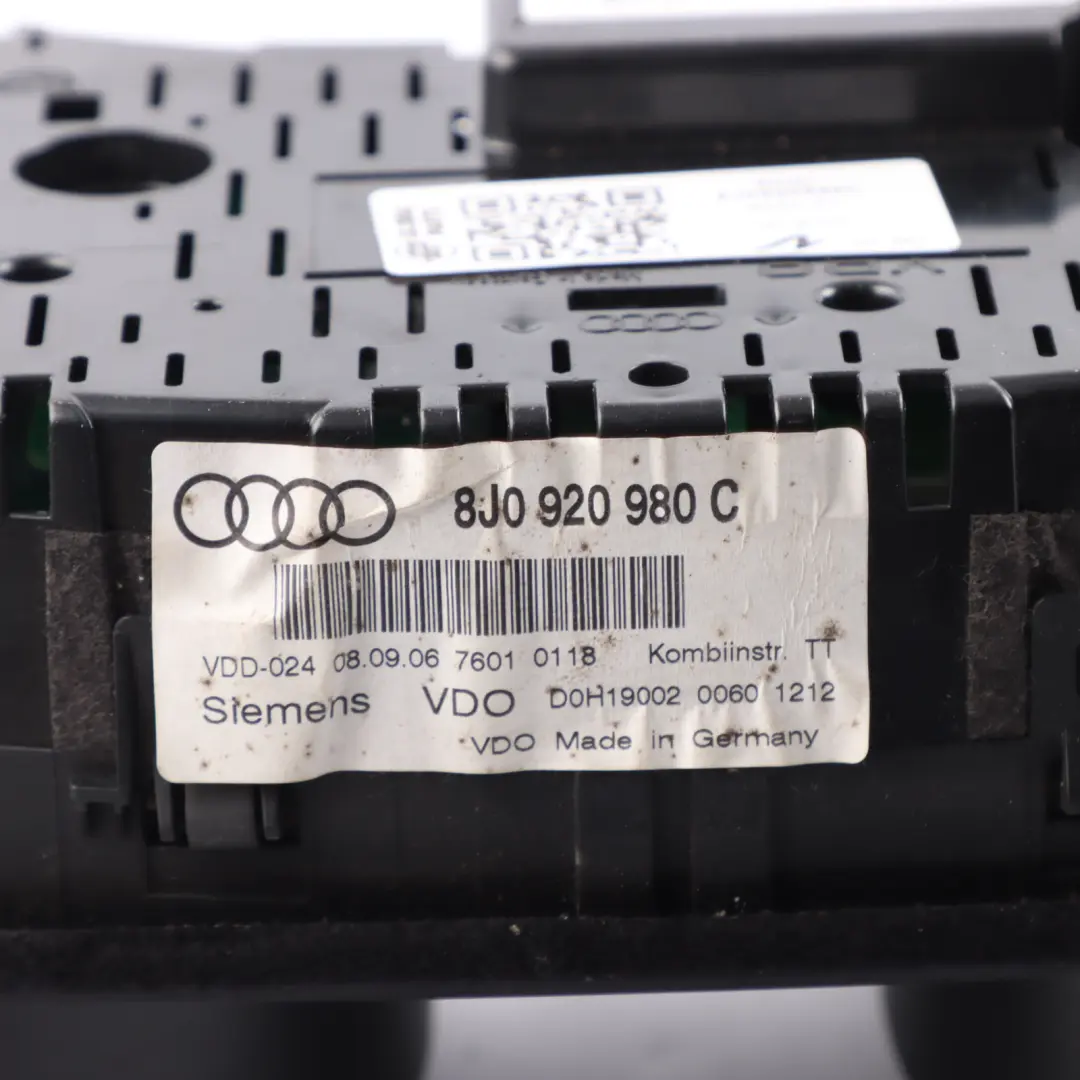 Instrument Cluster Speedo Meter Clocks Automatic to Audi TT 8J Petrol with Part number 8J0920980C Audi TT 8J Petrol Instrument Cluster Speedo Meter Clocks Automatic - SKU RHD-8J0920980C - Part number 8J0920980C