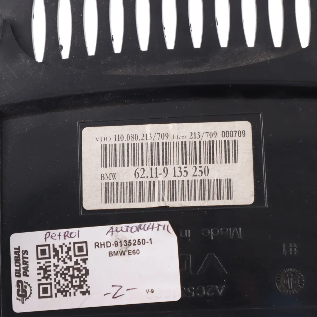 Instrument Cluster Speedo Clocks Automatic Petrol to BMW E60 E61 with Part number 9135250 BMW E60 E61 Instrument Cluster Speedo Clocks Automatic Petrol - SKU RHD-9135250-1 - Part number 9135250
