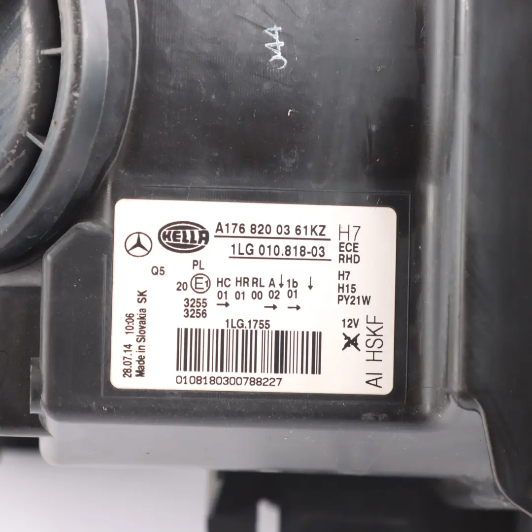 Mercedes W176 Headlight Headlamp Lamp Halogen Front Left N/S - SKU RHD-A1768200361-1 - Part number A1768200361