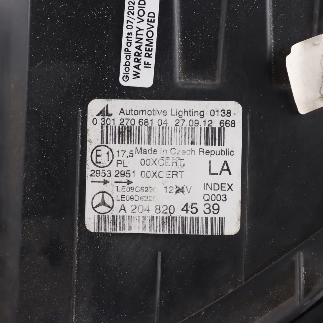 Headlamp Headlight Bi-xenon Lamp Light Front Left N/S A2048204539 to Mercedes W204 with Part number A2048203739 Mercedes W204 Headlamp Headlight Bi-xenon Lamp Light Front Left N/S A2048204539 - SKU RHD-A2048203739-1 - Part number A2048203739
