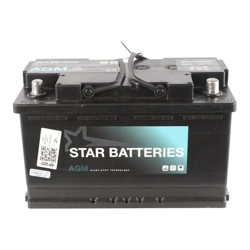 Batteries SB115AGM Car Battery AGM Start Stop 12V 80Ah 800EN to Star with Part number STAR-BATTERIES-80AH Star Batteries SB115AGM Car Battery AGM Start Stop 12V 80Ah 800EN - SKU STAR-BATTERIES-80AH - Part number STAR-BATTERIES-80AH