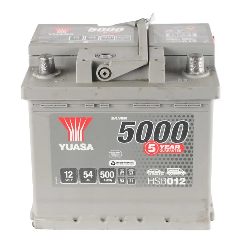 YUASA 5000 Silver High Performance Battery 12V 54Ah 500A HSB012 to with Part number YUASA-54AH YUASA 5000 Silver High Performance Battery 12V 54Ah 500A HSB012 - SKU YUASA-54AH - Part number YUASA-54AH