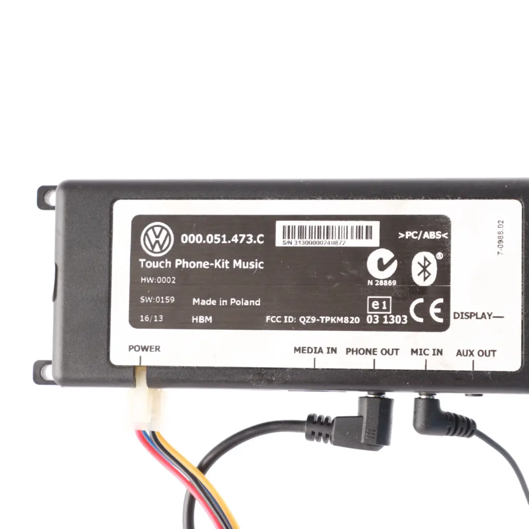 Volkswagen VW Polo 6R Bluetooth Hands-free TPK Connection Kit Set - SKU 000051473C-2 - Part number 000051473C