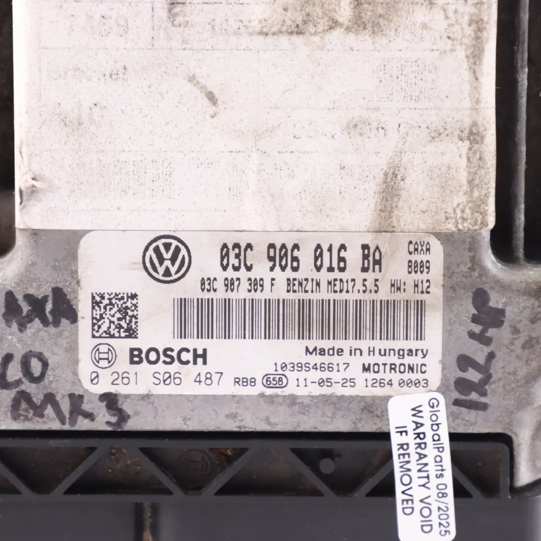 Volkswagen Scirocco Mk3 1.4 TSI CAXA 122HP Engine Control ECU Manual - SKU 03C906016BA - Part number 03C906016BA