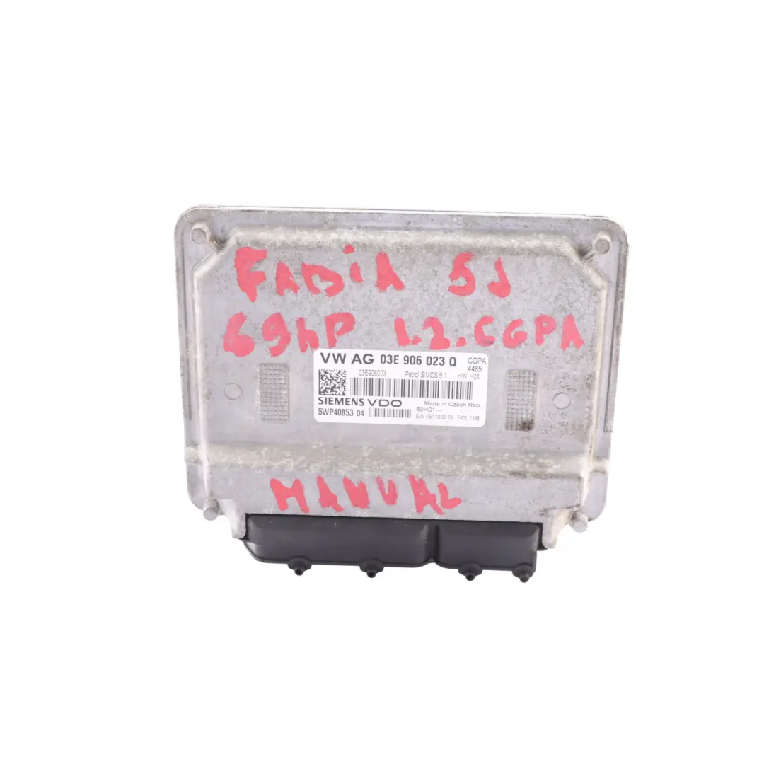 CGPA 69HP Engine Control Unit ECU Kit Manual to Skoda Fabia 5J 1.2 with Part number 03E906023Q Skoda Fabia 5J 1.2 CGPA 69HP Engine Control Unit ECU Kit Manual - SKU 03E906023Q - Part number 03E906023Q