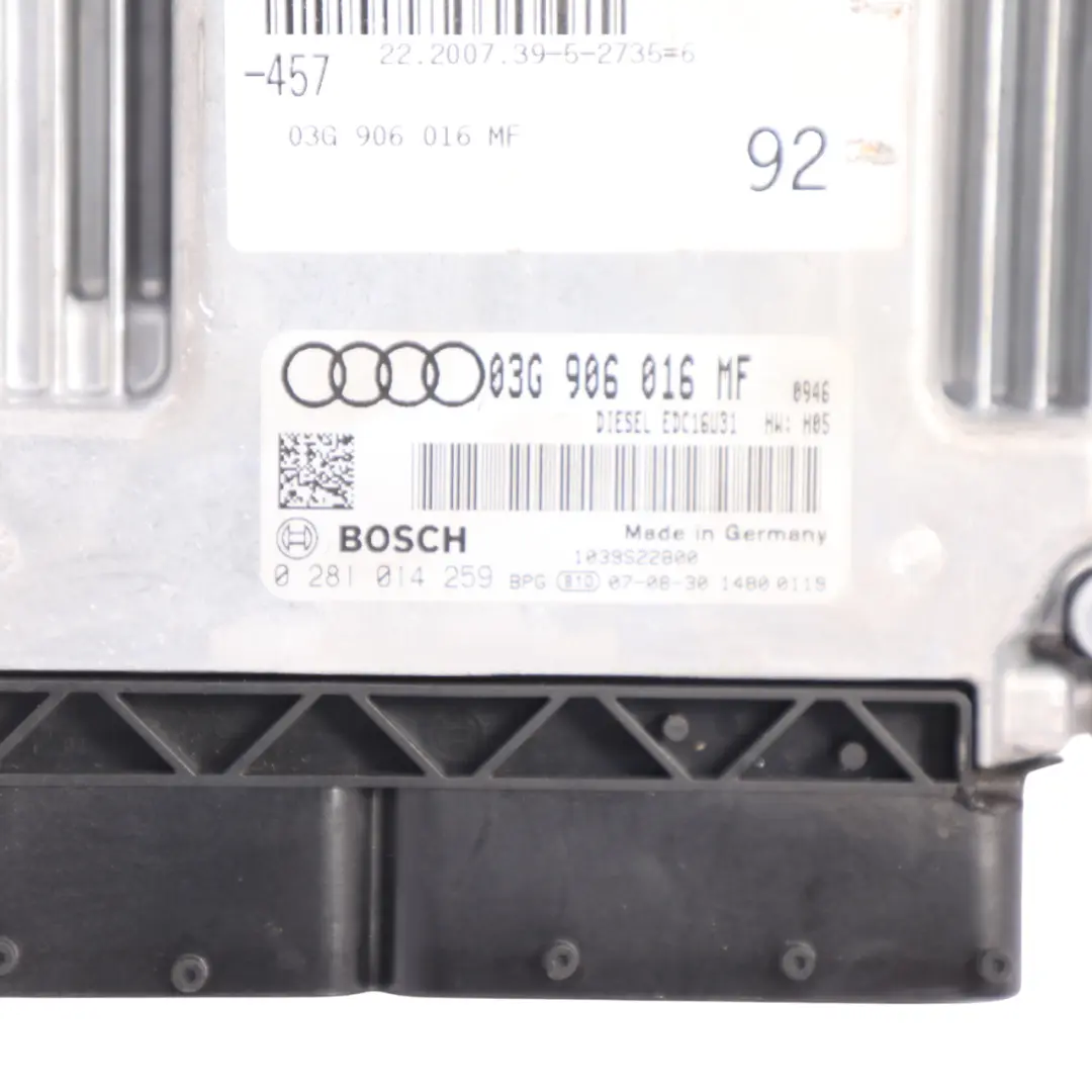 BRE 140HP Engine Control Unit ECU Automatic to Audi A6 C6 2.0 TDI with Part number 03G906016MF Audi A6 C6 2.0 TDI BRE 140HP Engine Control Unit ECU Automatic - SKU 03G906016MF - Part number 03G906016MF