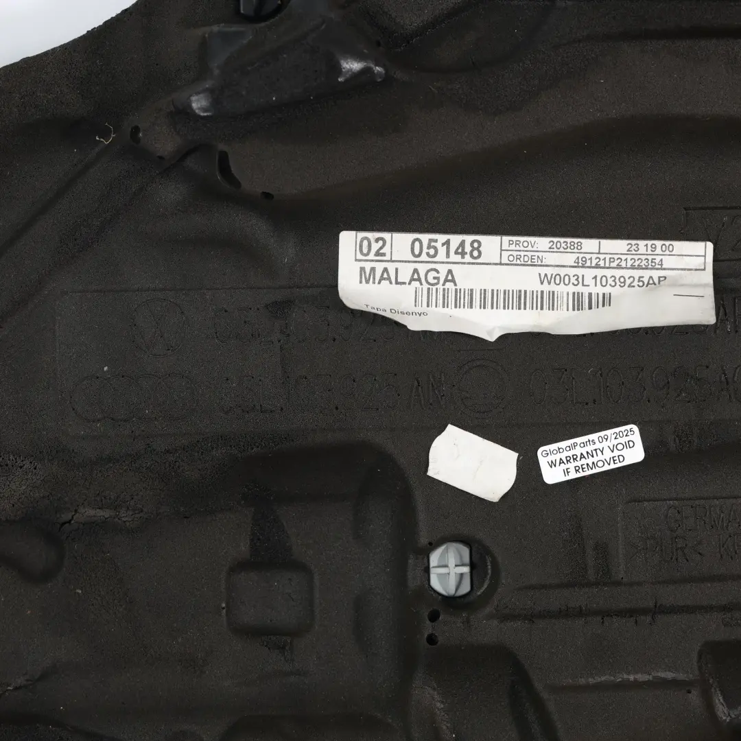 Mk2 1P Engine Cover Trim Insulation Panel 2.0 TDI Diesel to Seat Leon with Part number 03L103925AP Seat Leon Mk2 1P Engine Cover Trim Insulation Panel 2.0 TDI Diesel - SKU 03L103925AP - Part number 03L103925AP