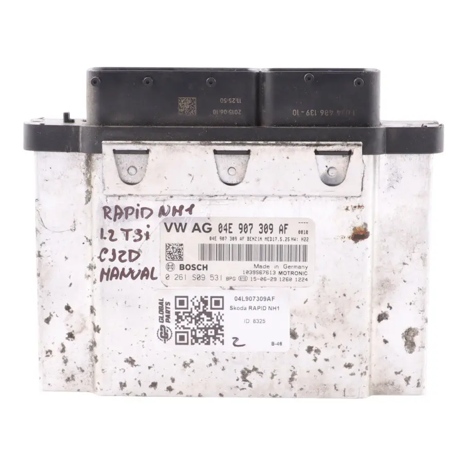 Control Unit ECU Module 1.2 TSI CJZD 90HP to Skoda Rapid NH1 Engine with Part number 04E907309AF Skoda Rapid NH1 Engine Control Unit ECU Module 1.2 TSI CJZD 90HP - SKU 04E907309AF-1 - Part number 04E907309AF