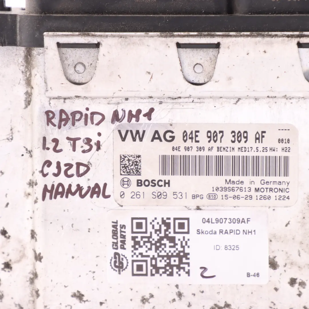 Skoda Rapid NH1 Engine Control Unit ECU Module 1.2 TSI CJZD 90HP - SKU 04E907309AF-1 - Part number 04E907309AF