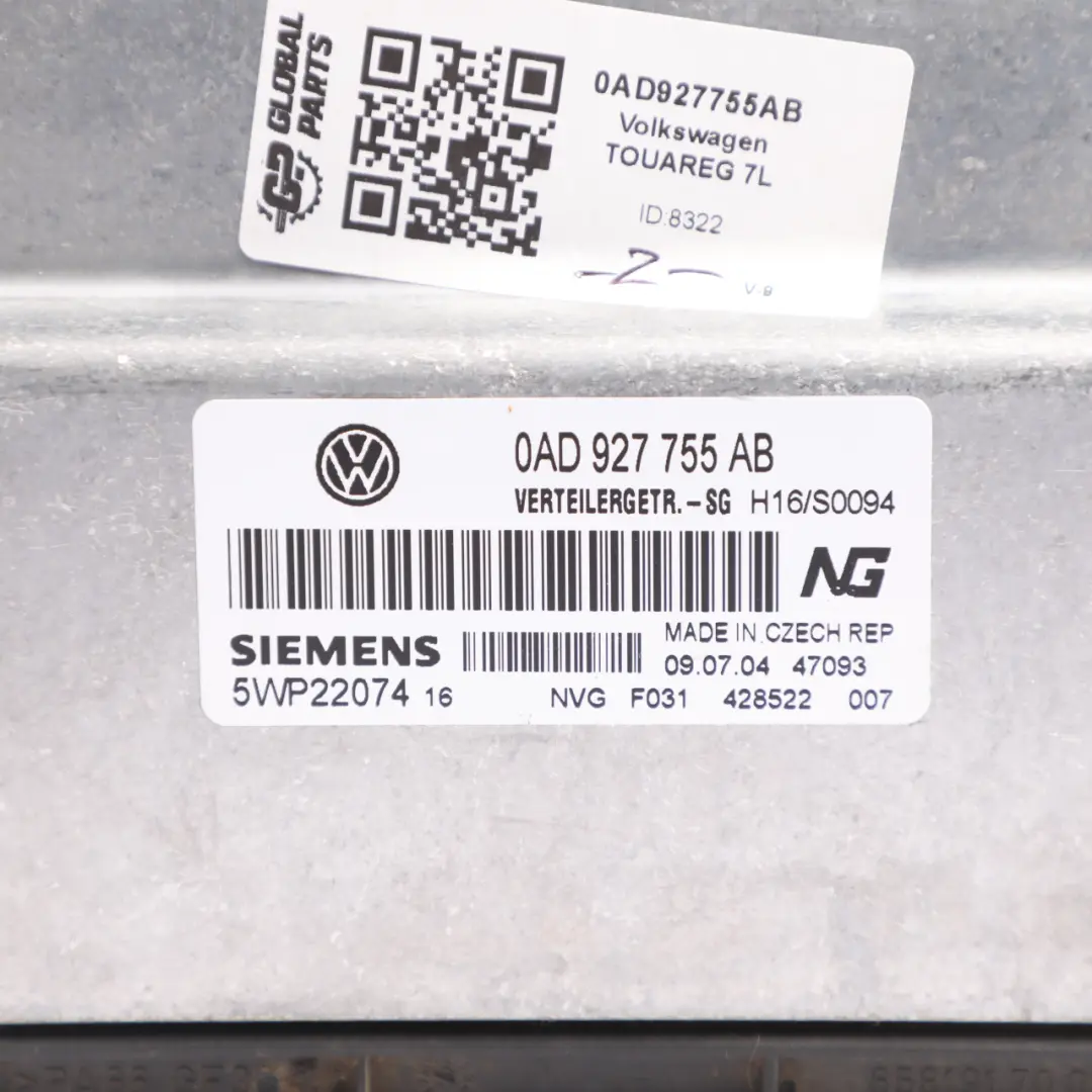 VW Volkswagen Touareg 7L Transfer Box Control Module ECU Automatic - SKU 0AD927755AB - Part number 0AD927755AB