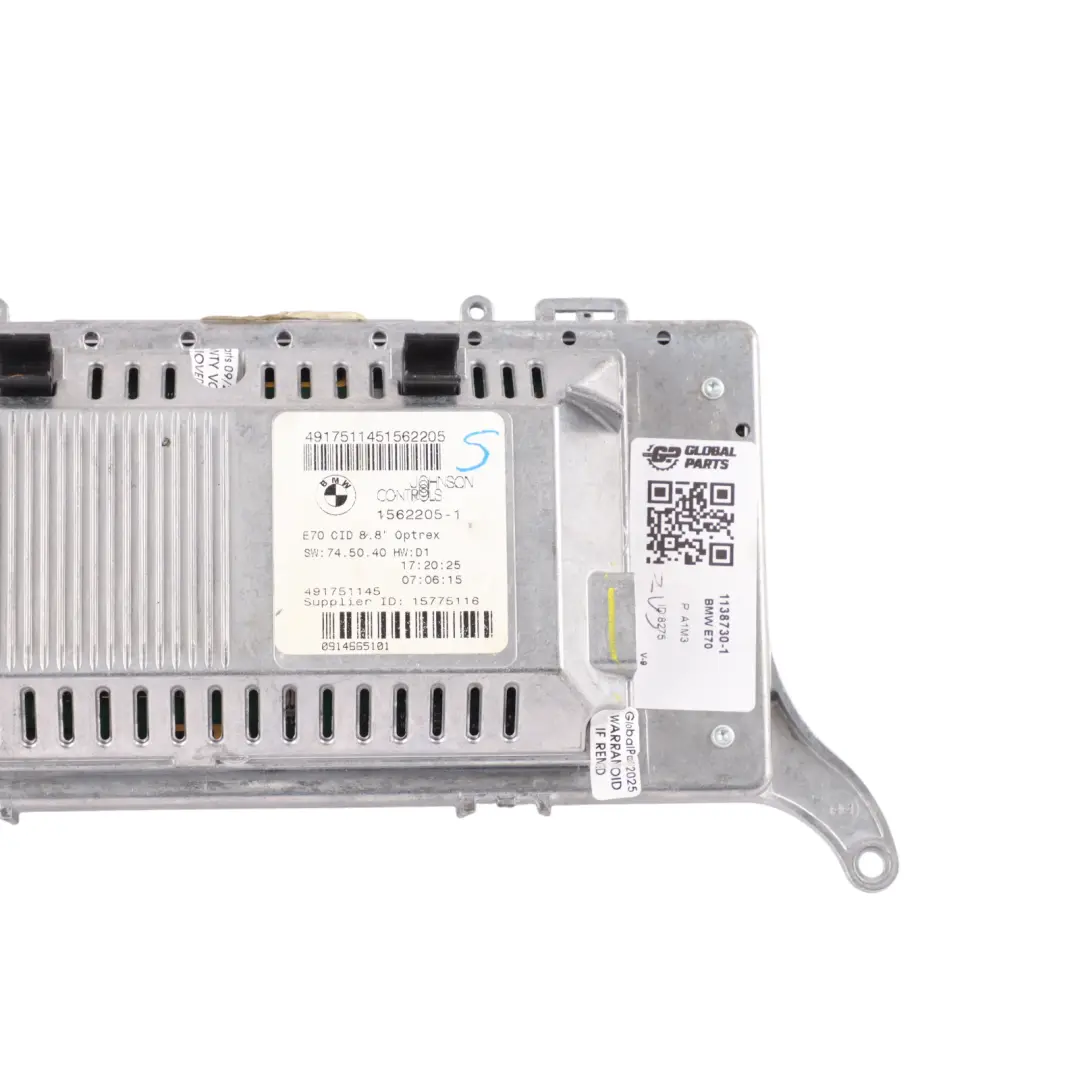  Monitor bordo BMW X5 E70 X6 E71 Sat Nav System Pantalla 8,8" - SKU 1138730-1 - Número de pieza 1138730