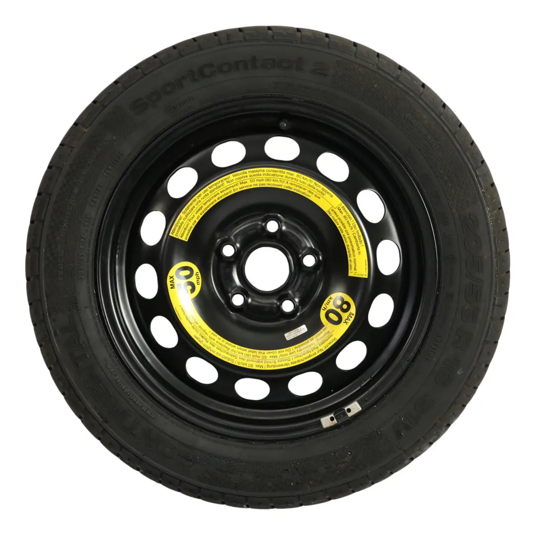 Ruota Scorta Continental R16 6,5J 205/55 ET:50 per Skoda Octavia II con numero di parte 1K0601027K Skoda Octavia II Ruota Scorta Continental R16 6,5J 205/55 ET:50 - SKU 1K0601027K - Numero di parte 1K0601027K