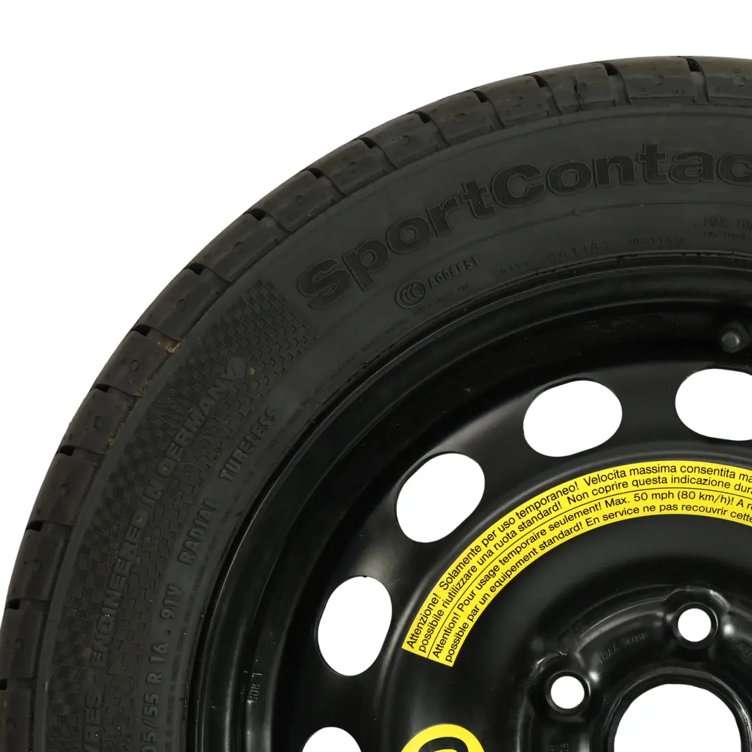 Ruota Scorta Continental R16 6,5J 205/55 ET:50 per Skoda Octavia II con numero di parte 1K0601027K Skoda Octavia II Ruota Scorta Continental R16 6,5J 205/55 ET:50 - SKU 1K0601027K - Numero di parte 1K0601027K