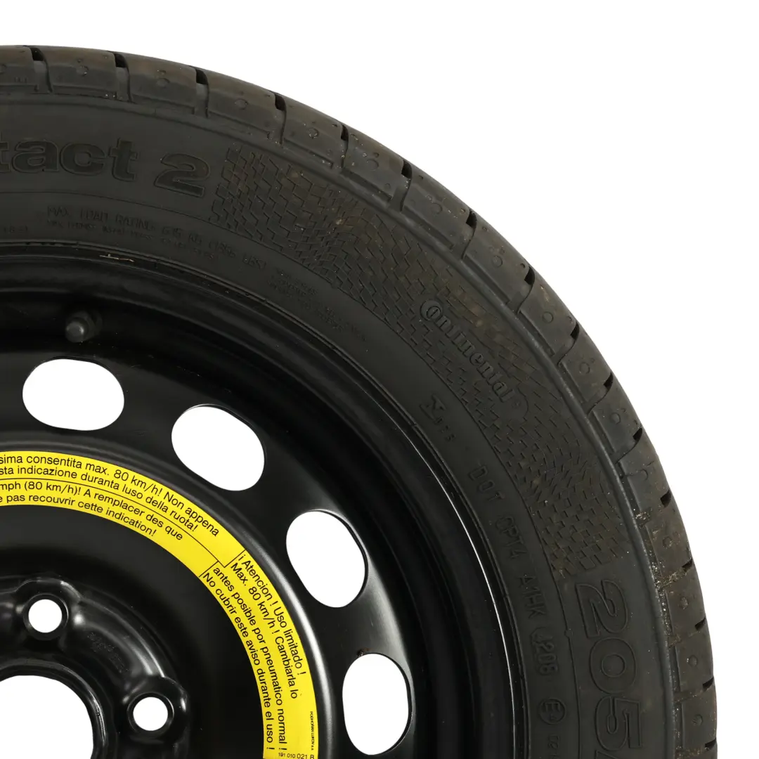 Ruota Scorta Continental R16 6,5J 205/55 ET:50 per Skoda Octavia II con numero di parte 1K0601027K Skoda Octavia II Ruota Scorta Continental R16 6,5J 205/55 ET:50 - SKU 1K0601027K - Numero di parte 1K0601027K