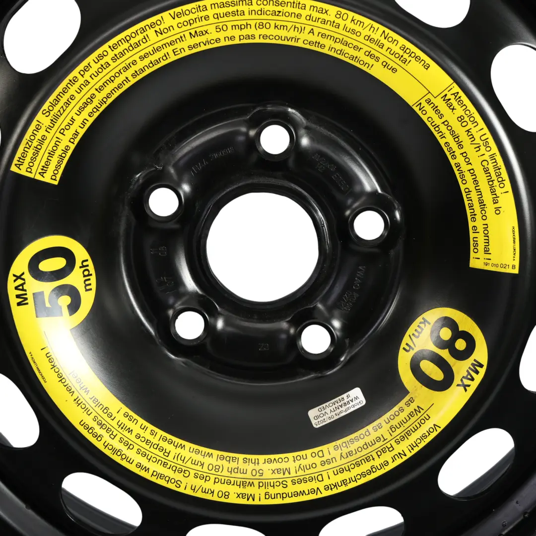 Ruota Scorta Continental R16 6,5J 205/55 ET:50 per Skoda Octavia II con numero di parte 1K0601027K Skoda Octavia II Ruota Scorta Continental R16 6,5J 205/55 ET:50 - SKU 1K0601027K - Numero di parte 1K0601027K