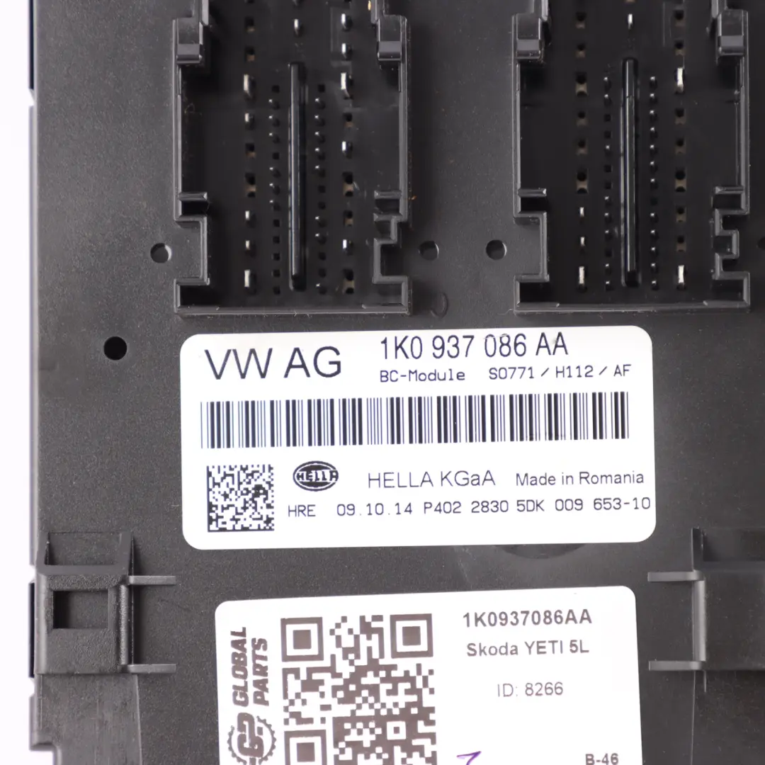 Skoda Yeti 5L BCM Body Control Onboard Supply Module Unit ECU - SKU 1K0937086AA - Part number 1K0937086AA