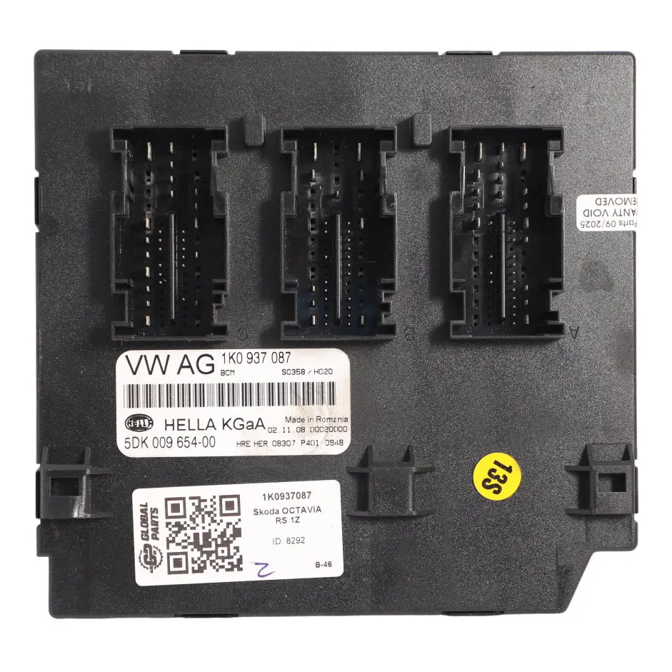 Mk2 1Z Body Control Module Convenience Unit BCM ECU to Skoda Octavia with Part number 1K0937087 Skoda Octavia Mk2 1Z Body Control Module Convenience Unit BCM ECU - SKU 1K0937087 - Part number 1K0937087