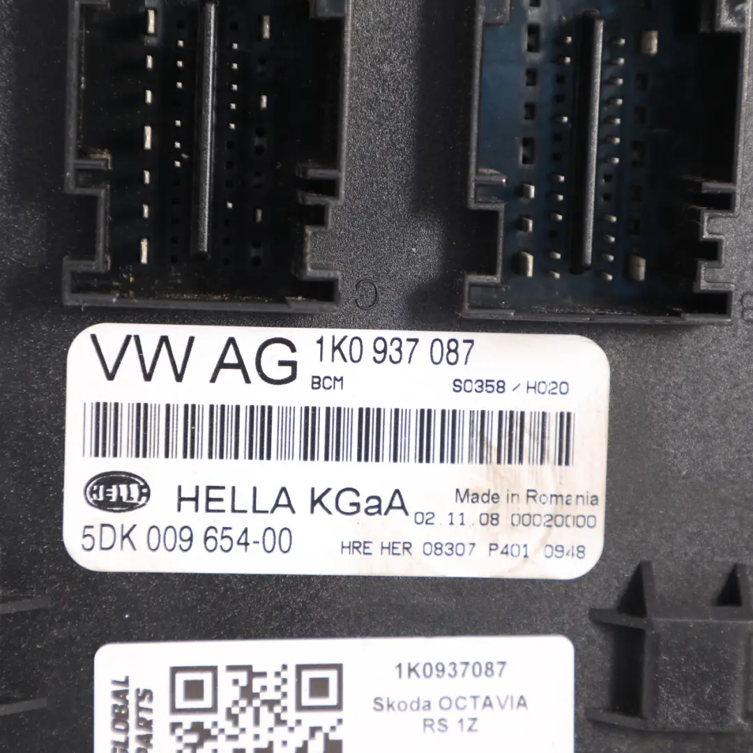 Skoda Octavia Mk2 1Z Body Control Module Convenience Unit BCM ECU - SKU 1K0937087 - Part number 1K0937087