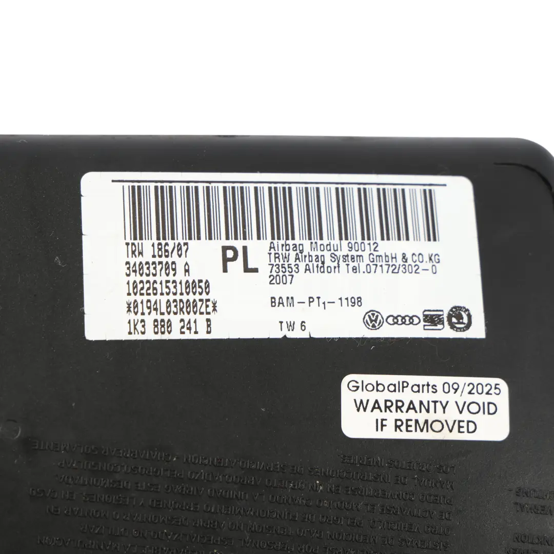 Volkswagen Golf 5 V Poduszka Powietrzna Fotela Lewy Przód 1K3880242B - SKU 1K3880241B - Numer Części 1K3880241B