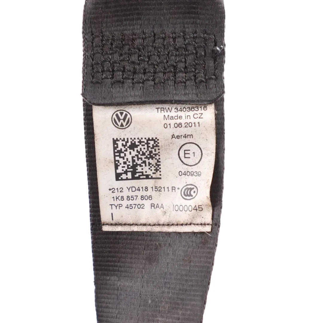 Mk3 Interior Seat Belt Rear Right O/S Side to Volkswagen Scirocco with Part number 1K8857806 Volkswagen Scirocco Mk3 Interior Seat Belt Rear Right O/S Side - SKU 1K8857806 - Part number 1K8857806