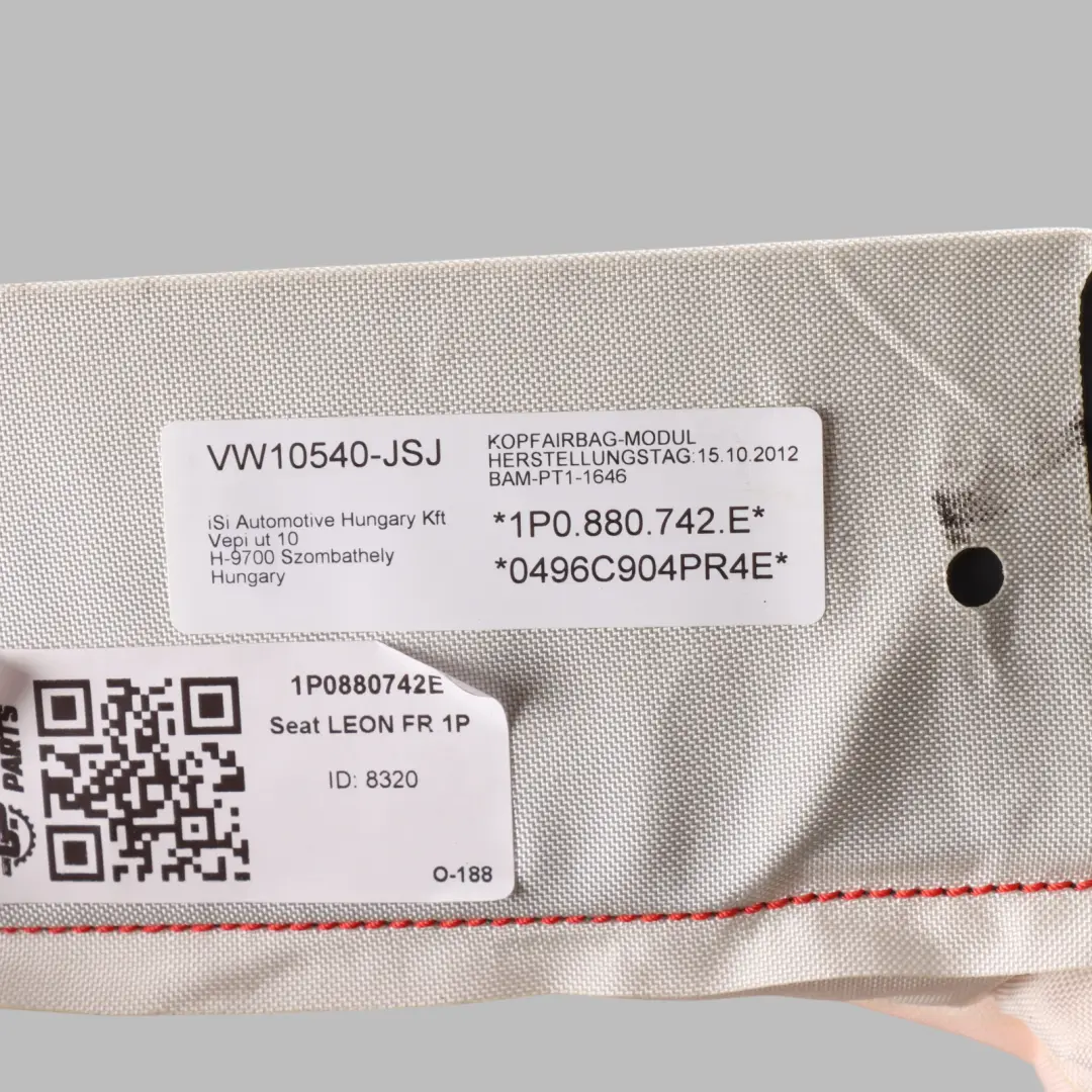 Seat Leon FR 1P Roof Curtain Air Module Unit Right O/S - SKU 1P0880742E - Part number 1P0880742E