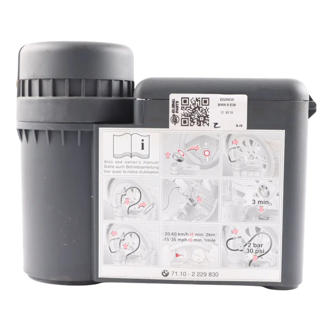 Tyre Kit Compressor Inflating Run Flat Pump to BMW E36 E39 E46 E52 with Part number 2229830 BMW E36 E39 E46 E52 Tyre Kit Compressor Inflating Run Flat Pump - SKU 2229830 - Part number 2229830