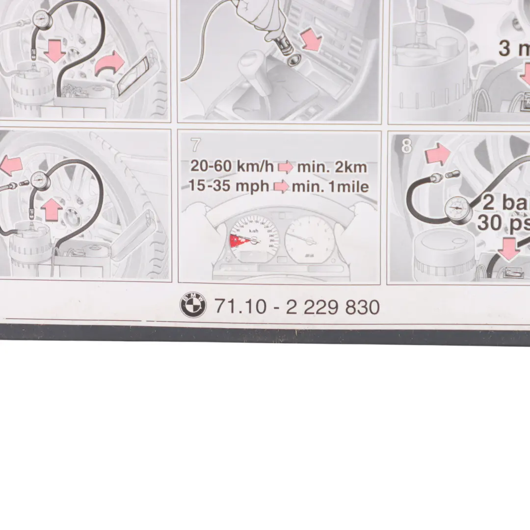 Tyre Kit Compressor Inflating Run Flat Pump to BMW E36 E39 E46 E52 with Part number 2229830 BMW E36 E39 E46 E52 Tyre Kit Compressor Inflating Run Flat Pump - SKU 2229830 - Part number 2229830
