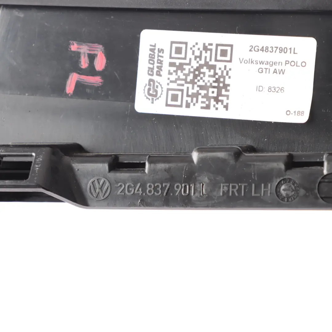 Mk6 Door Pillar Column Cover Trim Front Left N/S to Volkswagen Polo with Part number 2G4837901L Volkswagen Polo Mk6 Door Pillar Column Cover Trim Front Left N/S - SKU 2G4837901L - Part number 2G4837901L