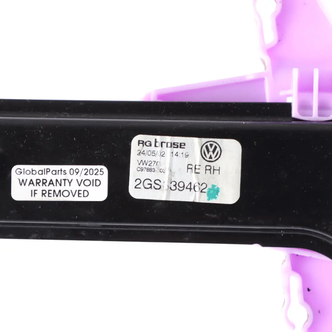 Mk6 5Dr Door Window Regulator Mechanism Rear Right O/S to Volkswagen Polo with Part number 2GS839462 Volkswagen Polo Mk6 5Dr Door Window Regulator Mechanism Rear Right O/S - SKU 2GS839462 - Part number 2GS839462