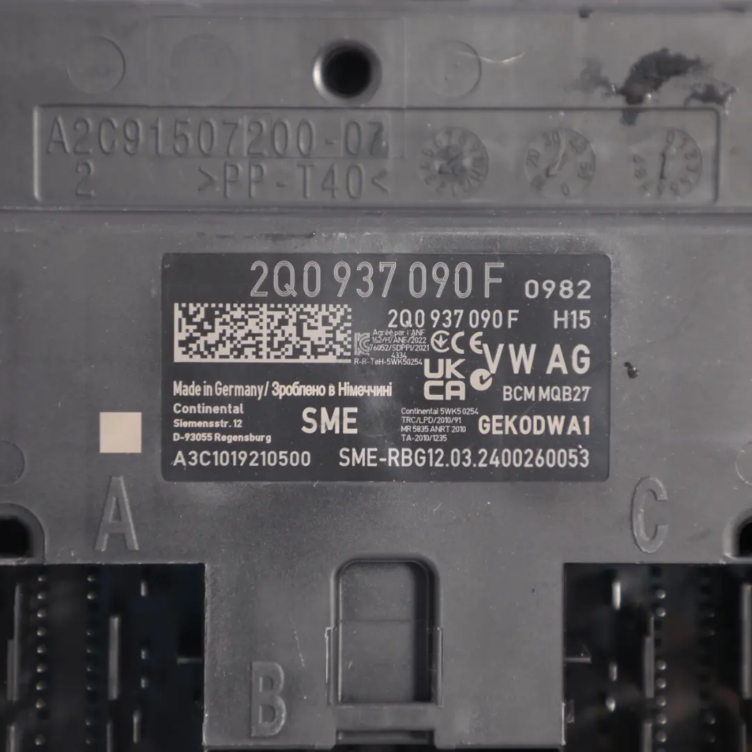 Body Control Module Unit BCM ECU to Volkswagen Polo IV with Part number 2Q0937090F Volkswagen Polo IV Body Control Module Unit BCM ECU - SKU 2Q0937090F - Part number 2Q0937090F